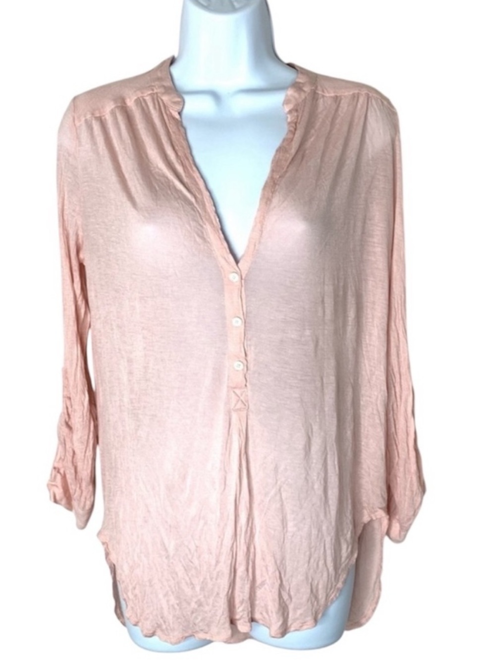 Aritzia Babaton Women's Top Pink XS Neutral Boho Business casual Peasant Flowy